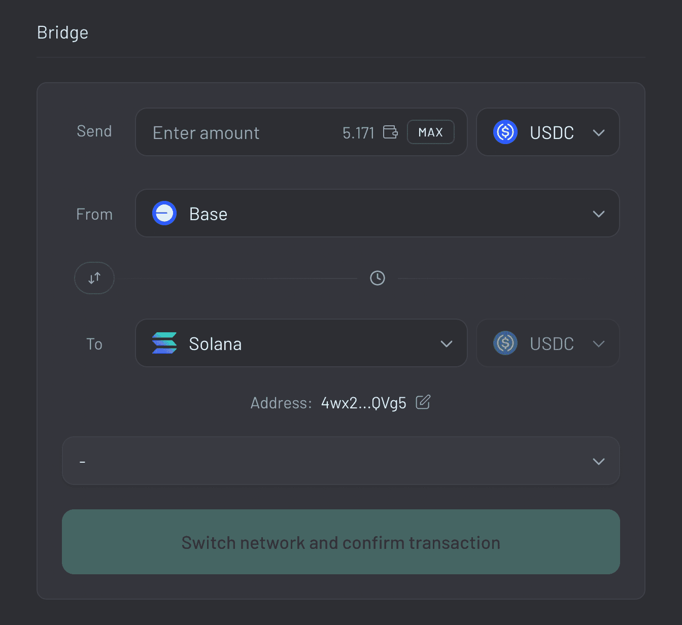 Solana Bridge SEO Blog Post (SS 5) Choose Solana as your destination chain.